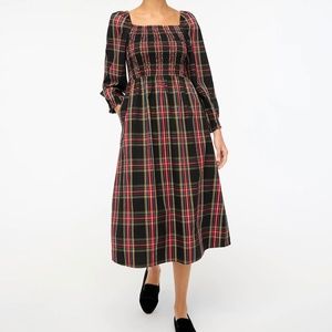 J.Crew Factory Cotton poplin smocked midi dress-NWT